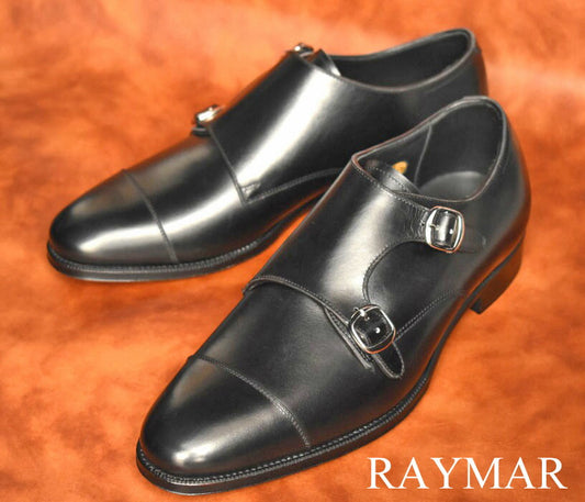 ビジネスシューズ 革靴 RAYMAR ダブルモンクストラップ ブラック Annonay Vocalou ハンドソーンウェルト 九分仕立て 23.5cm‾28.0cm レイマー アノネイ モンクストラップ レザーソール RM1015D