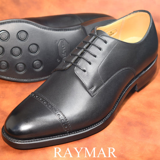 ビジネスシューズ 革靴 RAYMAR 外羽根パンチドキャップトゥ ブラック オールウェザーシリーズ グッドイヤーウェルト 23.5cm‾28.0cm レイマー 全天候型モデル 外羽根 ラバーソール Vibram 1156R