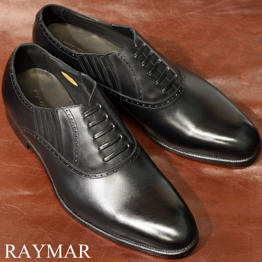 ビジネスシューズ 革靴 RAYMAR レイジーマン ブラック Weinheimer ハンドソーンウェルト 九分仕立て 23.5cm‾28.0cm レイマー ワインハイマー サイドエラスティック 革底 レザーソール Matt