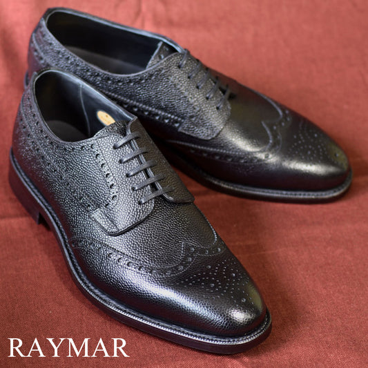 ビジネスシューズ 革靴 RAYMAR シボ革 フルブローグ ブラック オールウェザーシリーズ グッドイヤーウェルト 23.5cm‾28.0cm レイマー 全天候型モデル 外羽根 ラバーソール Vibram Dayles